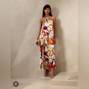 NWT Banana Republic Floral Halter Trapeze Maxi Dress Size 0 Petite